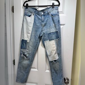 Gap Girlfriend Jeans - Distressed Patchwork - Size 29